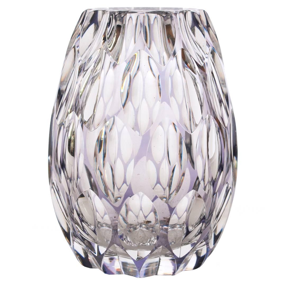 Scandinavia Modern Etched Crystal Vase by Elis Bergh for Kosta