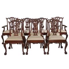 Chippendale Mahogany Dining Chairs, S/10