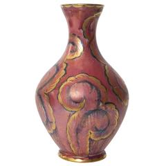 Swedish Art Deco Vase in Rose Luster Glaze by Josef Ekberg, Gustavsberg 1927