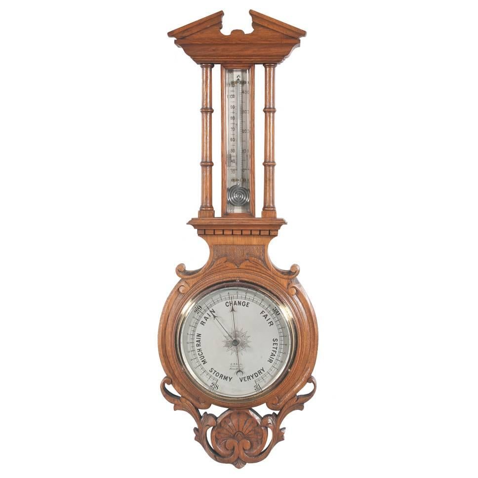 English Oak Barometer For Sale