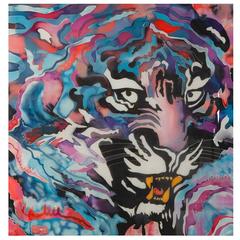 Original Painting On Silk, "Tiger" By Winifred Jagger