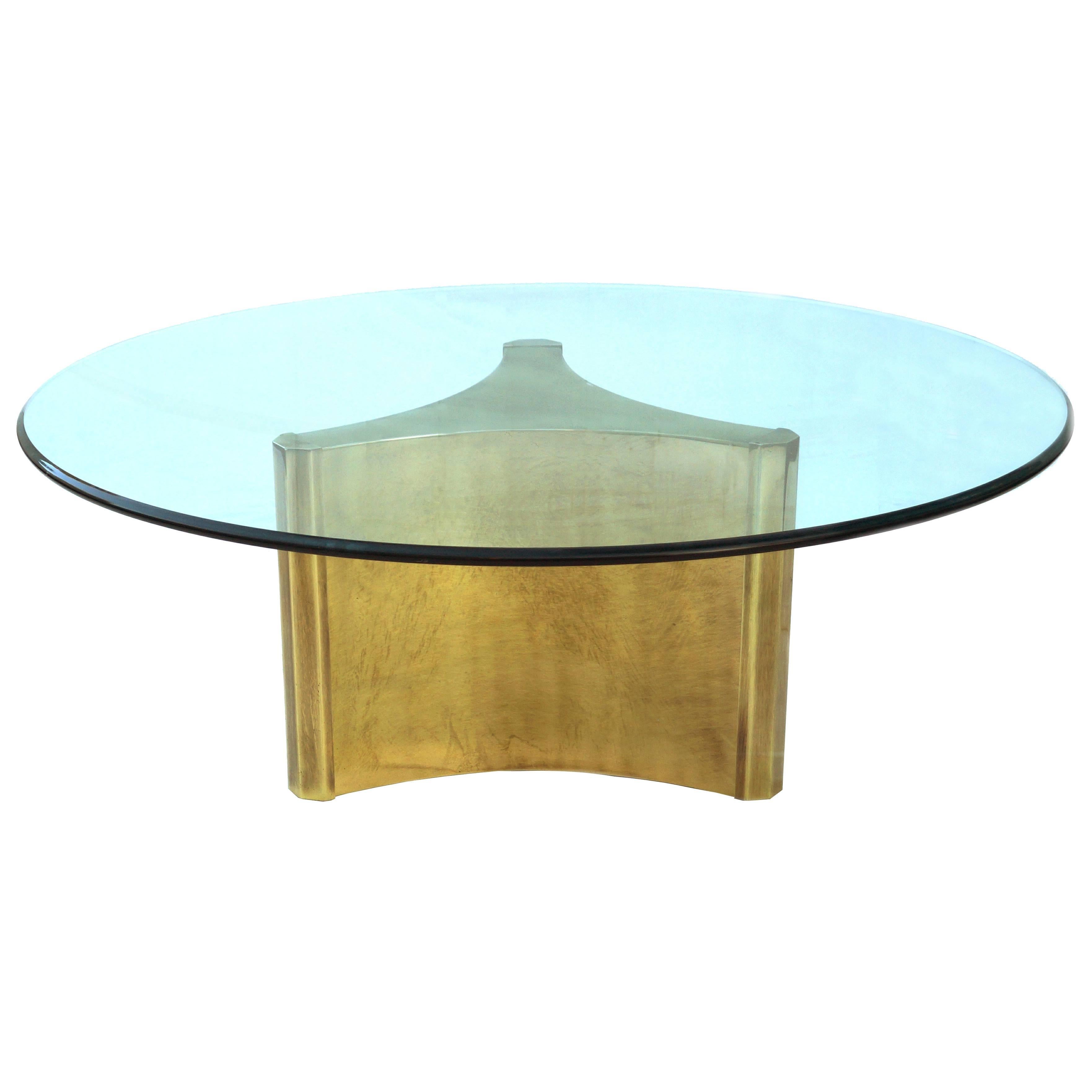 Mastercraft Pedestal Coffee Sofa Cocktail Table with Glass top 