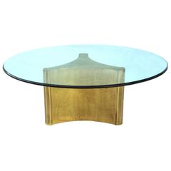 Mastercraft Pedestal Coffee Sofa Cocktail Table with Glass top 