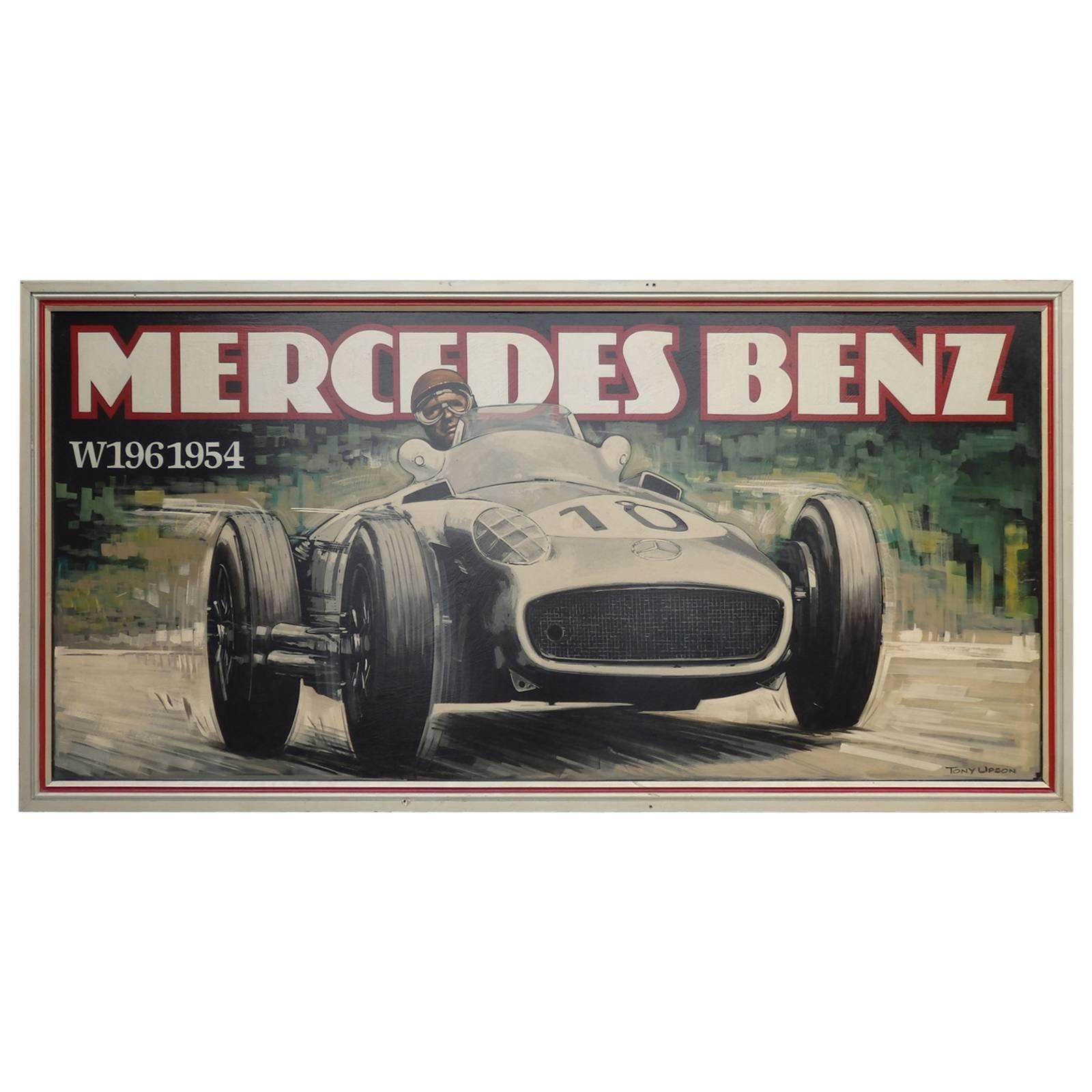 Massive Oil on Board Mercedes Grand Prix Race Car Painting