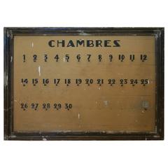 Great French Hotel Key Sign "Chambres", circa 1910 7