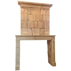 Antique Limestone Mantel with Trumeau 7
