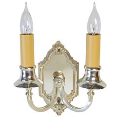 Silver Plated Two-Candle Wall Sconce, circa 1915