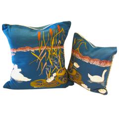 Framm & Company Fantasy Swan Hand-Embroidered Pillow