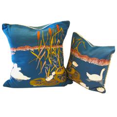 Antique Framm & Company Fantasy Swan Hand-Embroidered Pillow 