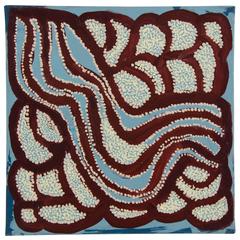Small Pale Blue Square Contemporary Australian Aboriginal Acrylic Painting
