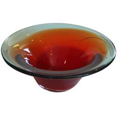 Red Orange Murano Glass Bowl