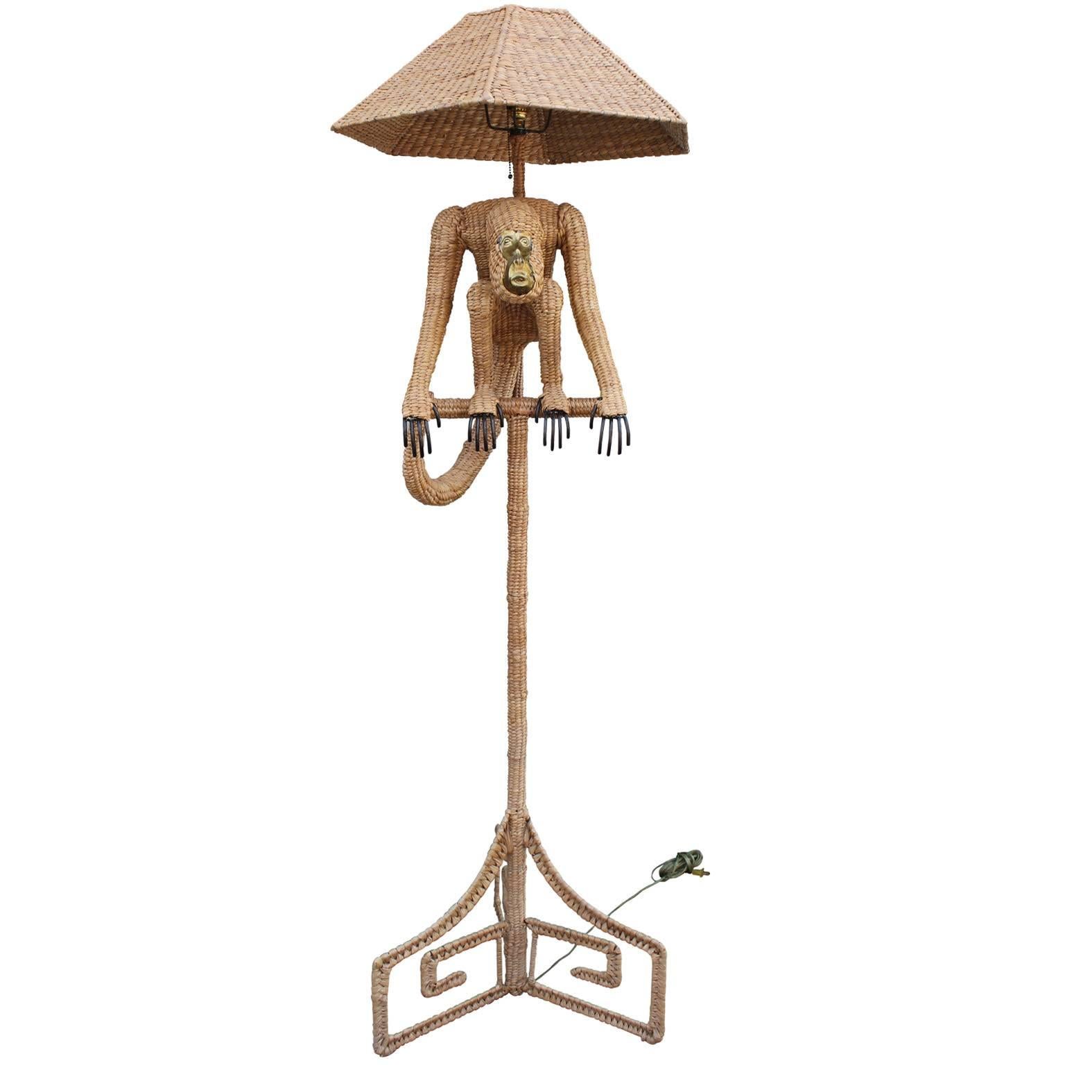Mario Lopez Torres Wicker Monkey Floor Lamp