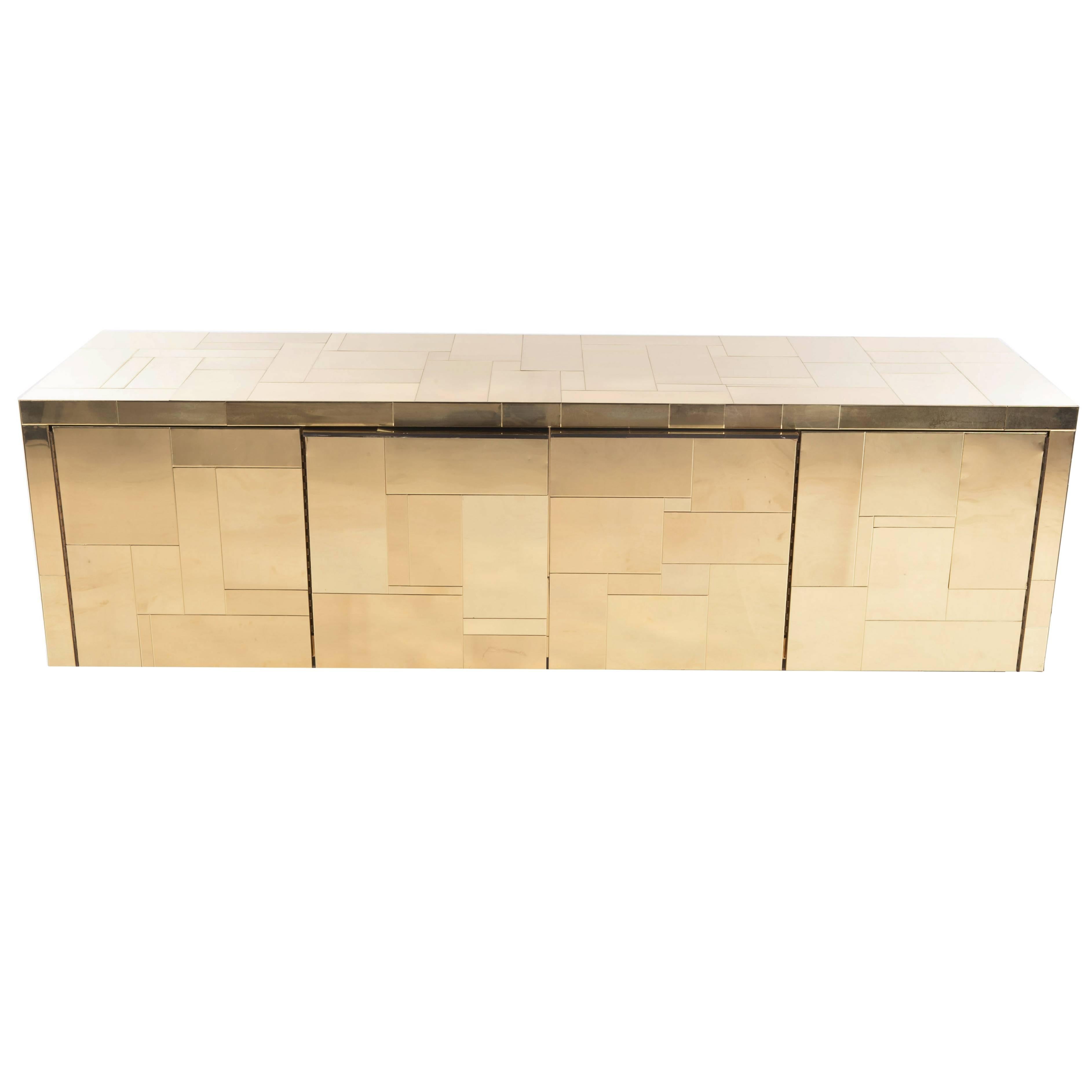 Paul Evans Brass Cityscape Wall-Mounted Cabinet