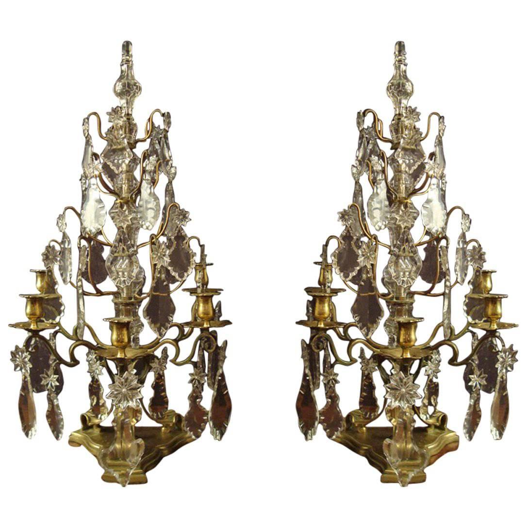 Pair of Large Louis XV Style Girandoles For Sale