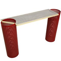 One-of-a-Kind 1990s Pop Art Memphis Style Perforated Metal Console Table