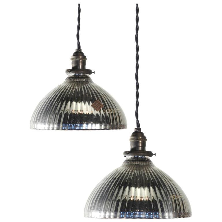 Matching Pair of Large Mercury Glass Pendants at 1stDibs