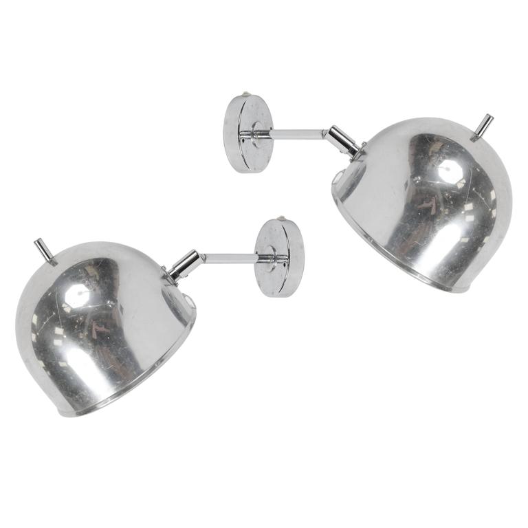 Pair of Swedish Chrome Wall Lights by Bergboms For Sale at 1stdibs