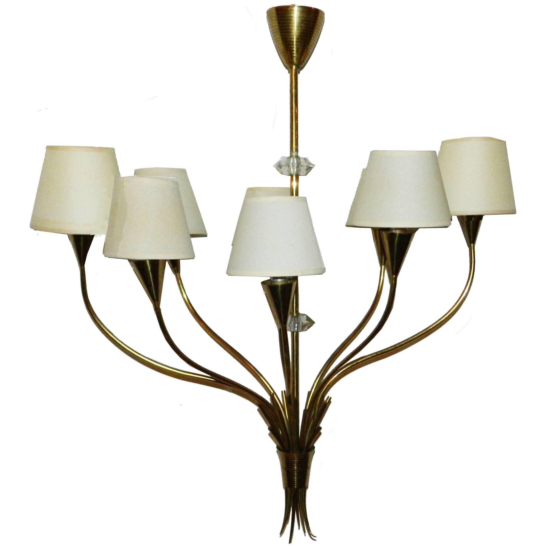 Jean Royère Style, 1940s French Chandelier For Sale