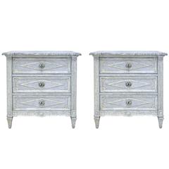 Pair of 19th Century Painted Louis XVI Nightstands or Bedside Tables