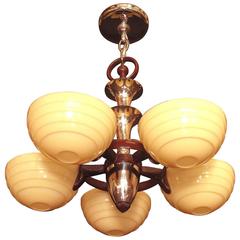 Mid Century 5 Light Cast Iron Ceiling Fixture 1930s 11