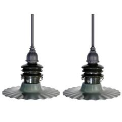 Antique Matching Pair of Radial Wave Street Lamps