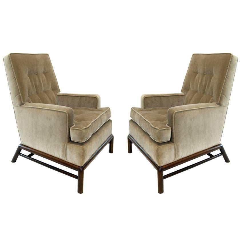 Pair of Tufted Highback Lounge Chairs by T.H. Robsjohn-Gibbings for Widdicomb