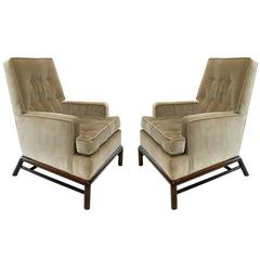 Pair of Tufted Highback Lounge Chairs by T.H. Robsjohn-Gibbings for Widdicomb