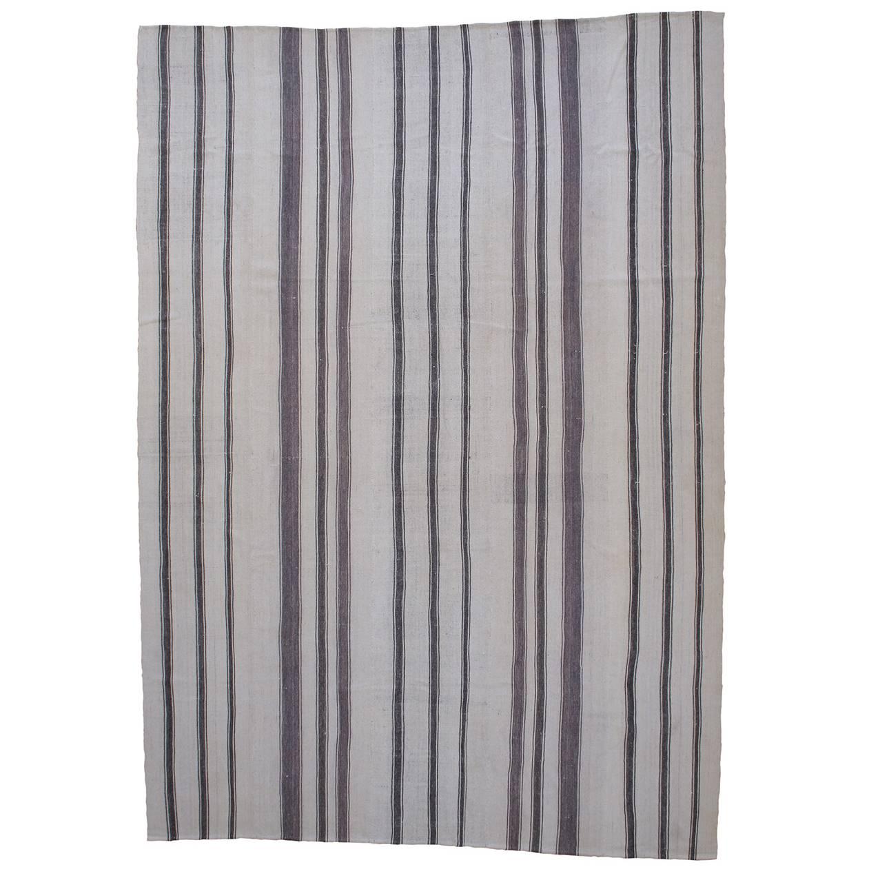 Large Kilim with Vertical Stripes