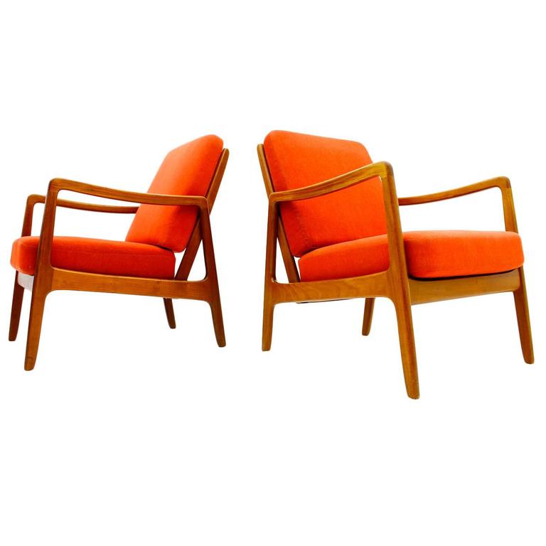 Pair of Ole Wanscher Teak Easy Chairs FD 109, Denmark 1956