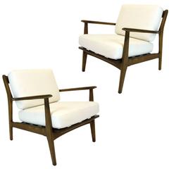 Stunning Pair of Mid-Century Modern Walnut Lounge Chairs