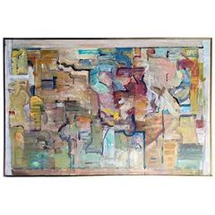 Vintage Abstract Oil Painting on Canvas by Hal Parker 