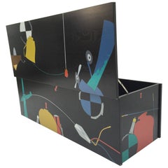 Retro Amazing Serigraphed Cabinet by Artist Emilio Tadini, Published Casa Vogue