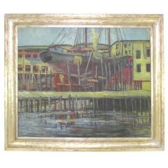 Modernist Rockport School Painting in the Manner of Emile Gruppe