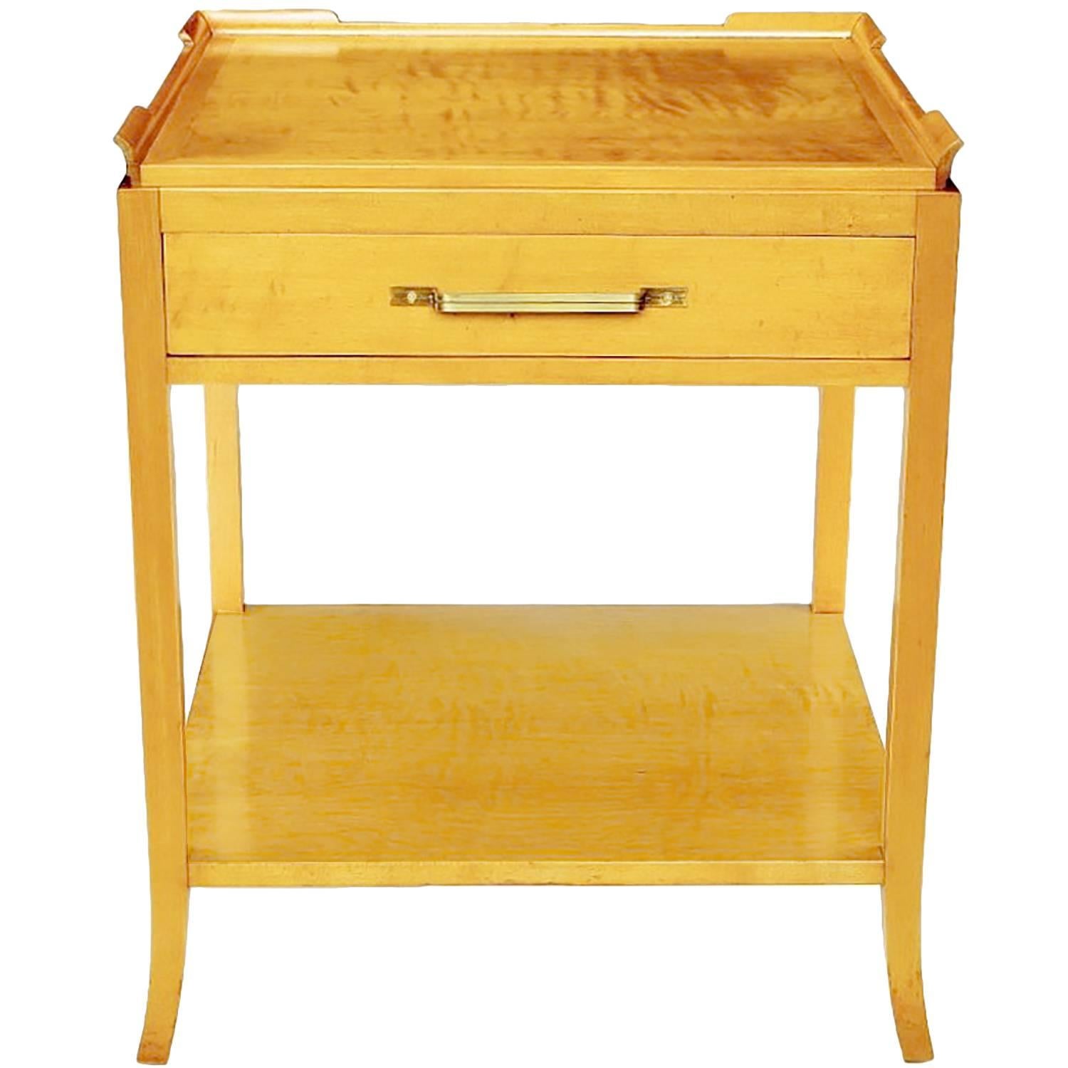 Curly Maple Nightstand in the Style of Tommi Parzinger For Sale