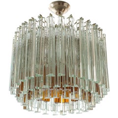 Venini Glass Chandelier, Triedri Crystal Glass, Italy, 1960s