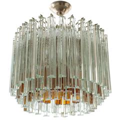Italian Venini Glass Chandelier or Flush Mount Triedri Crystals 2