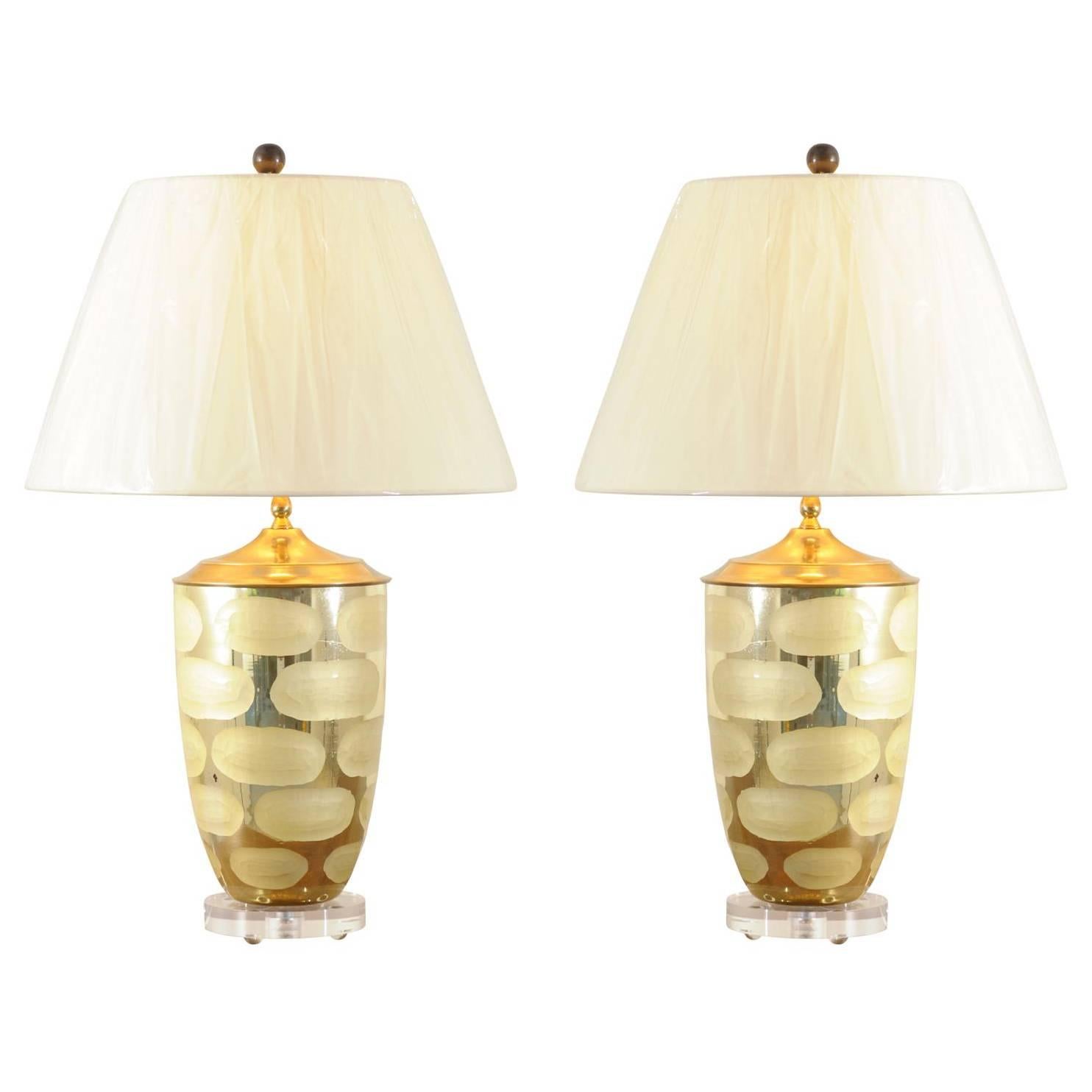 Pair of Spotted Mercury Glass Lamps