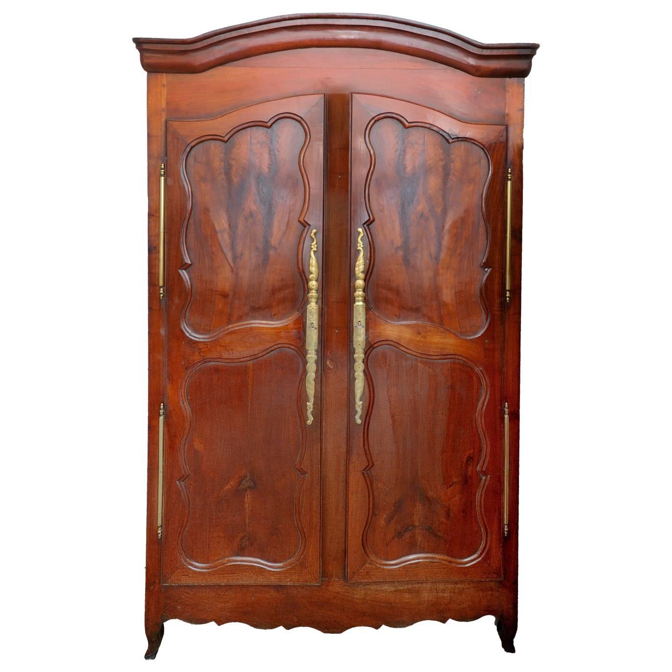 Tall French 18th Century Louise xv Cherrywood Armoire Cupboard, circa 1750 For Sale