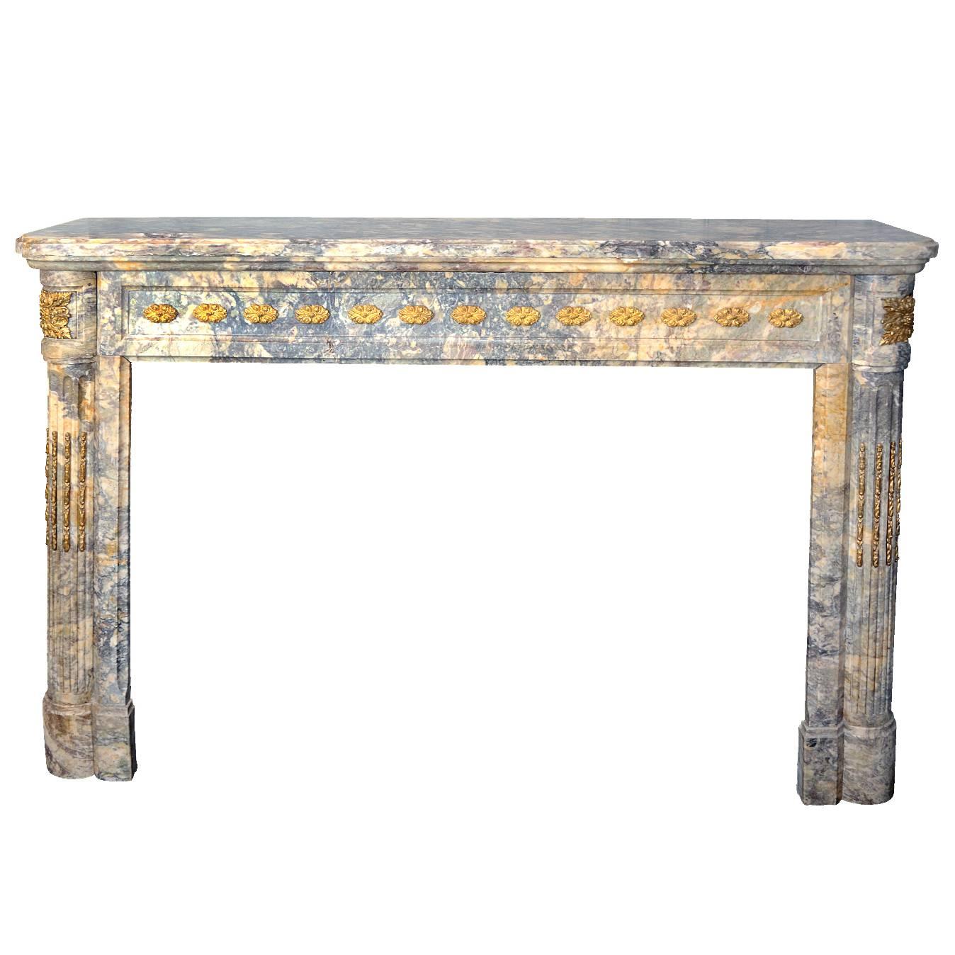French Louis XVI Neoclassical Marble Fireplace, circa 1780 For Sale