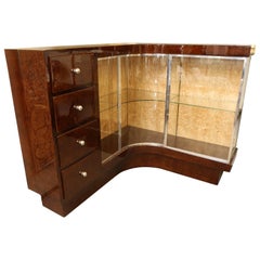 Used Art Deco French Demilune Corner Cabinet