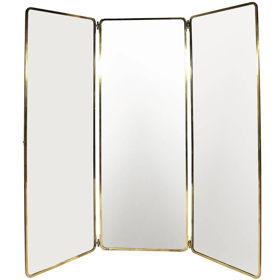 1930s Full Length Brass Folding Mirror
