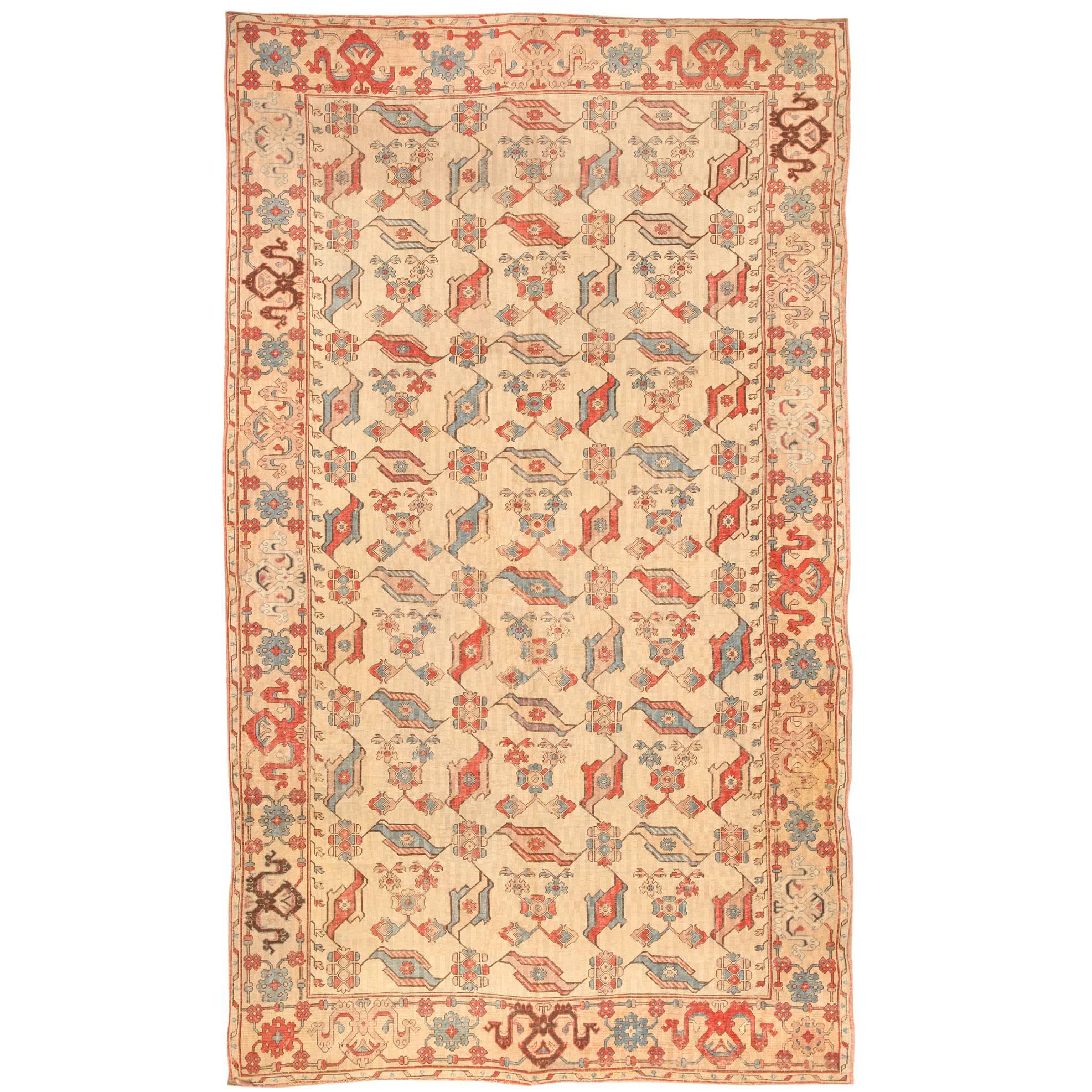 Antique 19th Century Transylvanian Bird Carpet For Sale