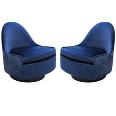 Milo Baughman Tilt Swivel Slipper Chairs Thayer Coggin USA 1970's