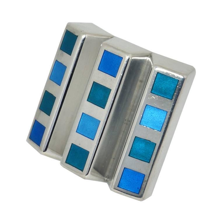 Rare Enameled Brooch by Nanna Ditzel for Georg Jensen For Sale