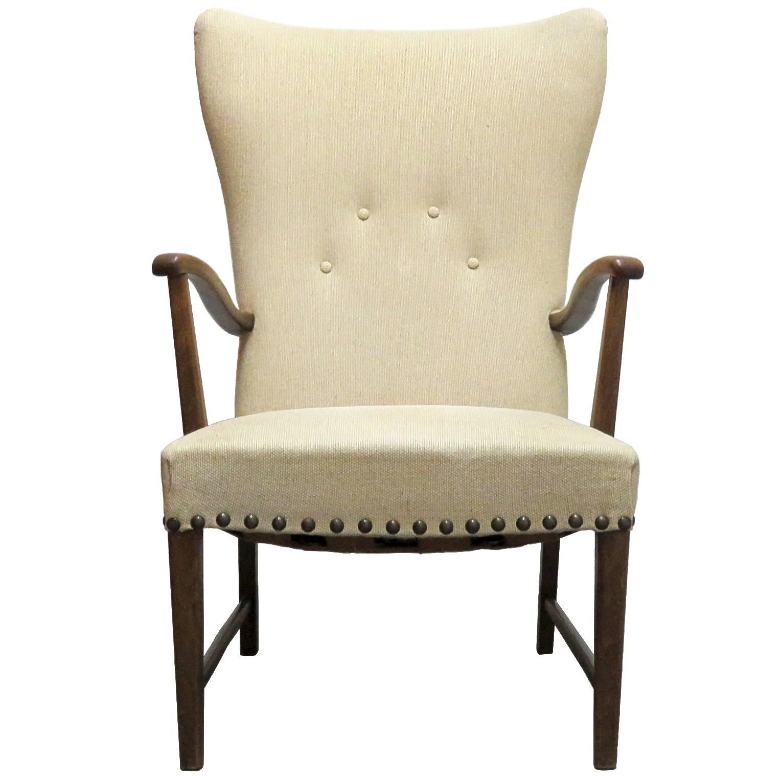 Danish Modern Wingback Lounge Chair