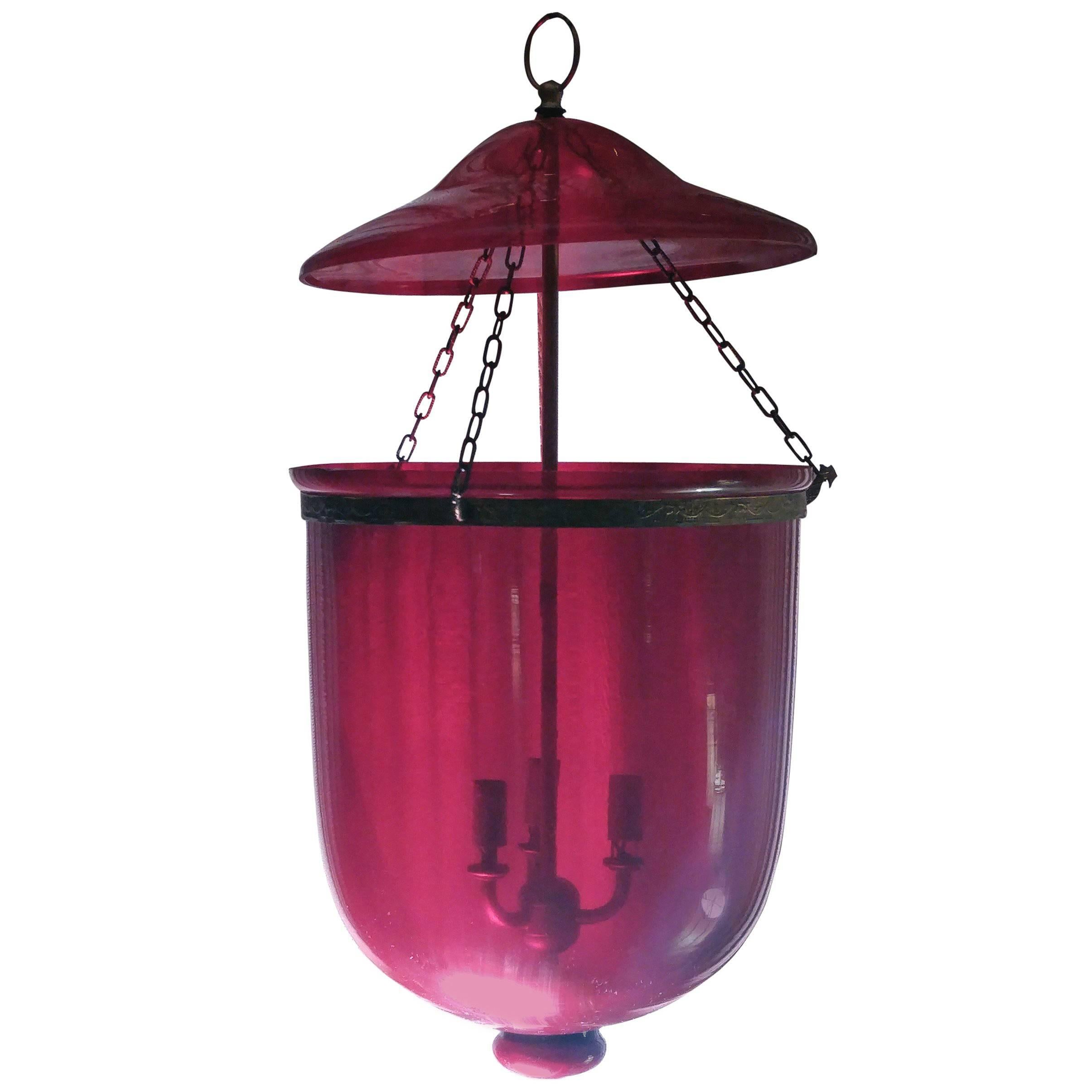 19th Century Regency Handblown Glass Lantern