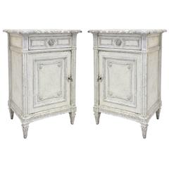 Antique Pair of Louis XVI Painted Night Stands Bedside Tables