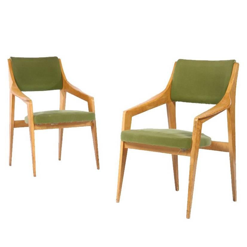 Pair of Italian Cantilevered Armchairs, 1950