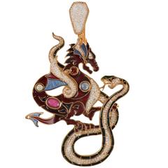 Unique Pendant with Sapphire and Ruby by Diego Percossi Papi