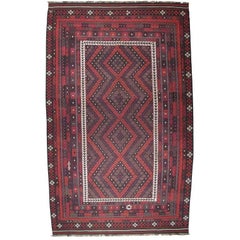 Vintage Large Afghan, Uzbek Kilim Rug